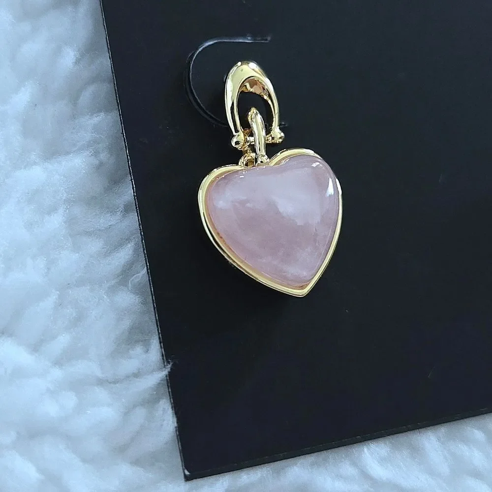 Coach Carved Rose🌹Quartz Heart💕 Drop Earrings